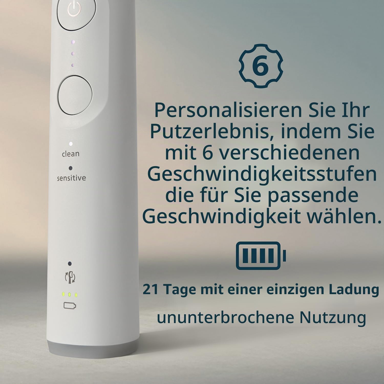 Philips Sonicare 6100 HX7400/06 Electric Toothbrush, 62000 movements/min, 2 modes, 3 intensity levels, Timer, BrushSync Reminder, Pressure Alert, 1 head, White