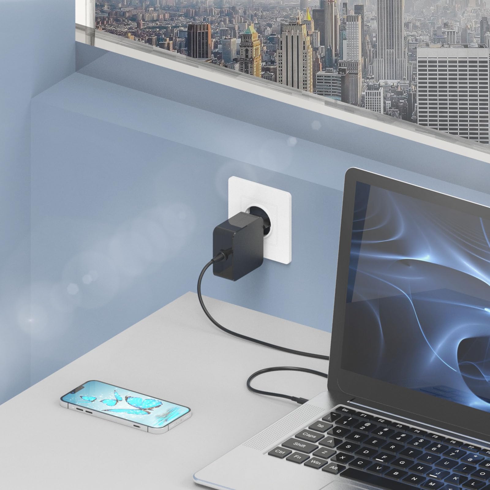Hafiuege Caricabatterie 100W USB C – Alimentatore Universale per Notebook Compatibile con ASUS, HP, Lenovo, Acer, Samsung, Xiaomi, Huawei