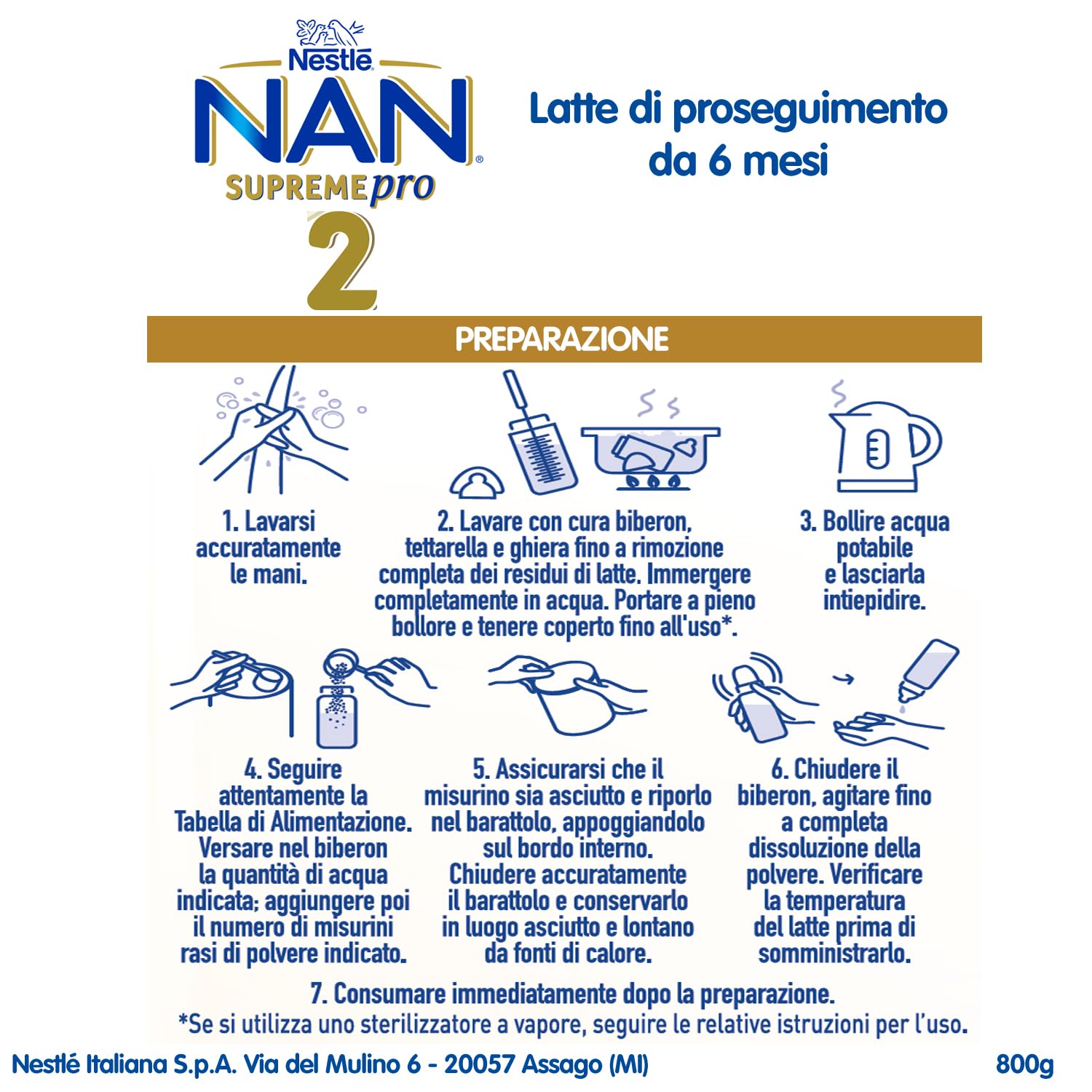 NESTLÉ NAN SUPREMEpro 2 Latte di Proseguimento Polvere da 6 mesi, Latta 800g