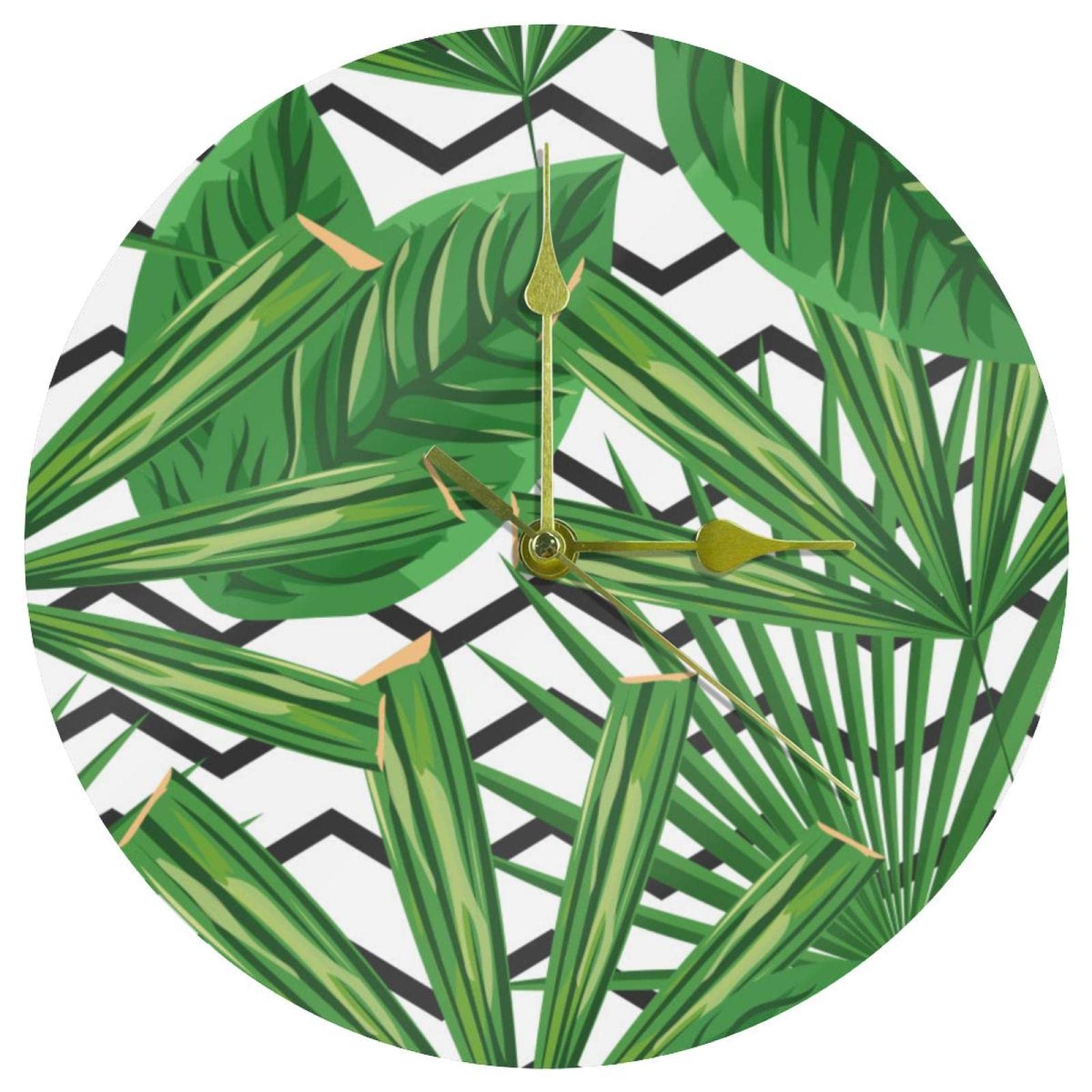 Horloge murale plante verte ronde pour apporter une touche de nature apaisante au salon
