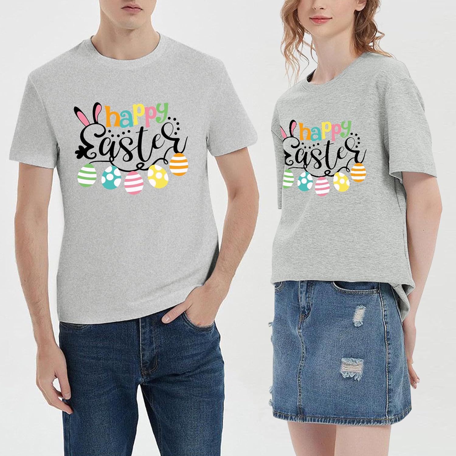 Happy Easter Shirts for Women Funny Bunny Print T-Shirt Short Sleeve Rabbit Graphic Tees Tops - Image 6