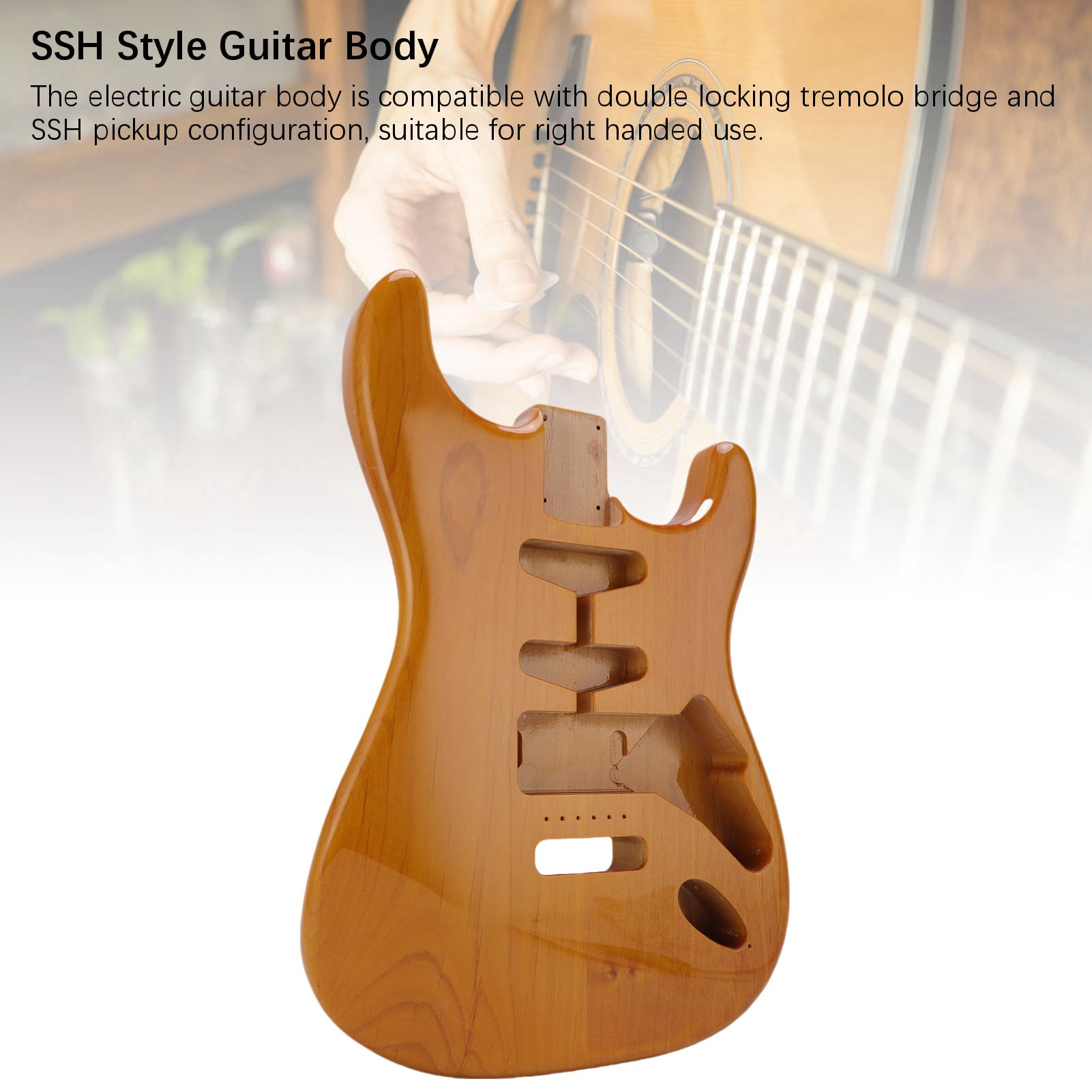RiToEasysports Cuerpo Guitarra Eléctrica Estilo ST, Madera Álamo Maciza Preperforado con Pastilla SSH y Puente Trémolo, Actualización Bricolaje para Diestros Músicos y Constructores