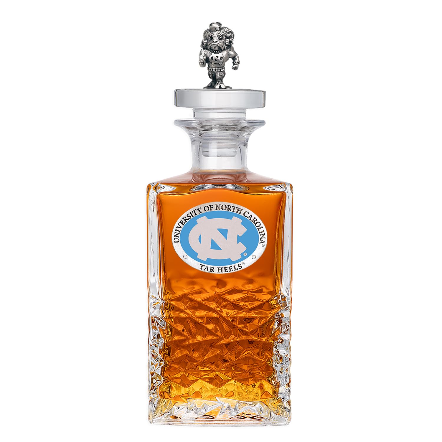 North Carolina Heritage Decanter with 3D Stopper | 25 OZ Liquor Pourer | Expertly Crafted Pewter Glass
