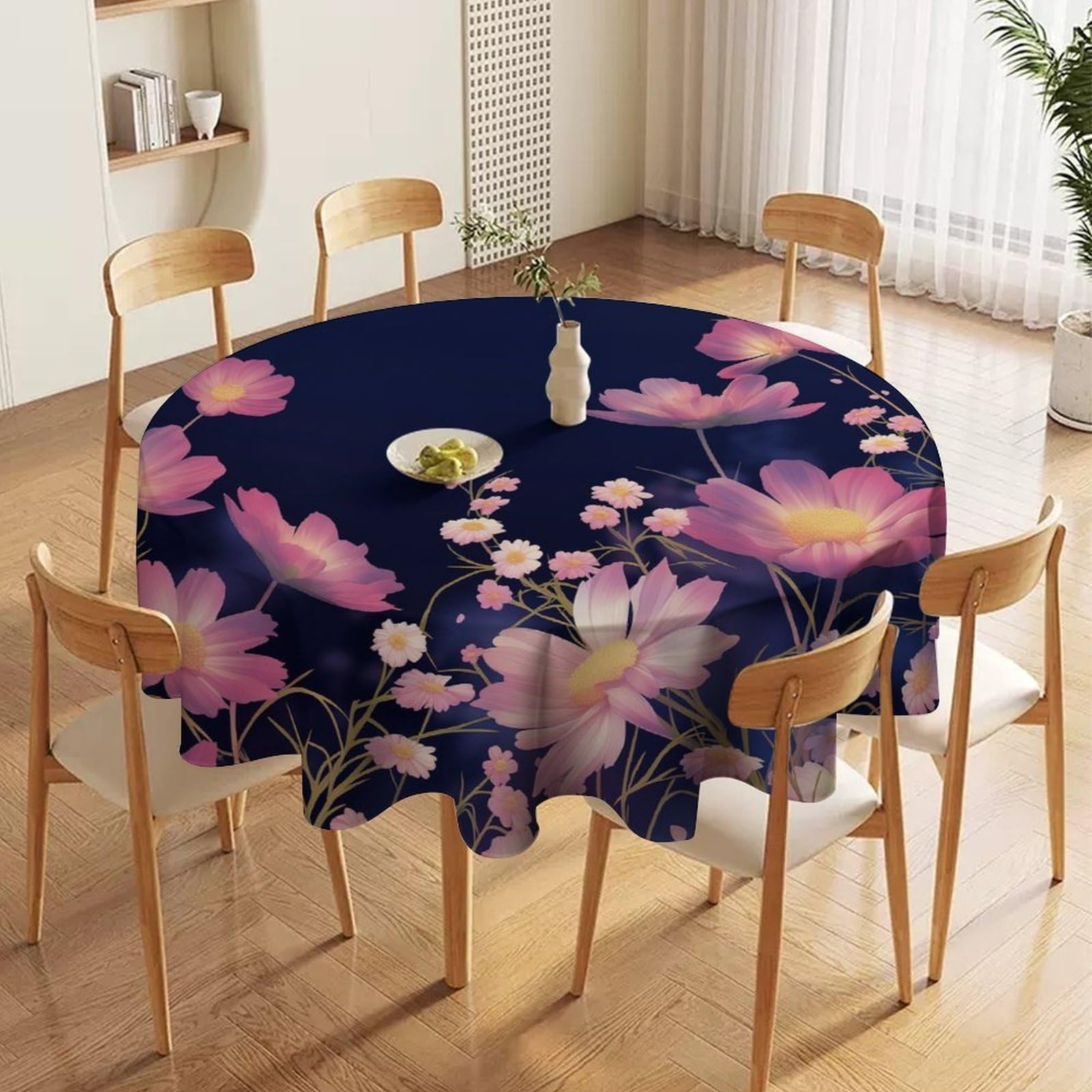 ORDOBO Round Table Cover -Lake House Print Home Table Cover For Dinner Kitchen Holiday Outdoors Protect Table Waterproof Dust-Proof Decoration 127X127Cm