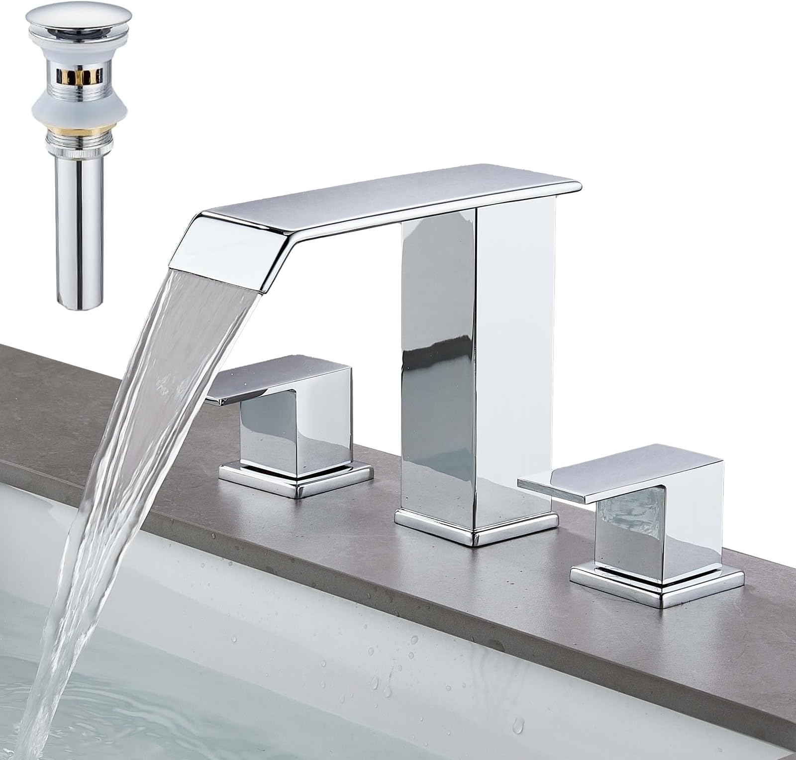 Kroias 8 Inch Matte Black Bathroom Faucet 3 Hole, Two Handles ...
