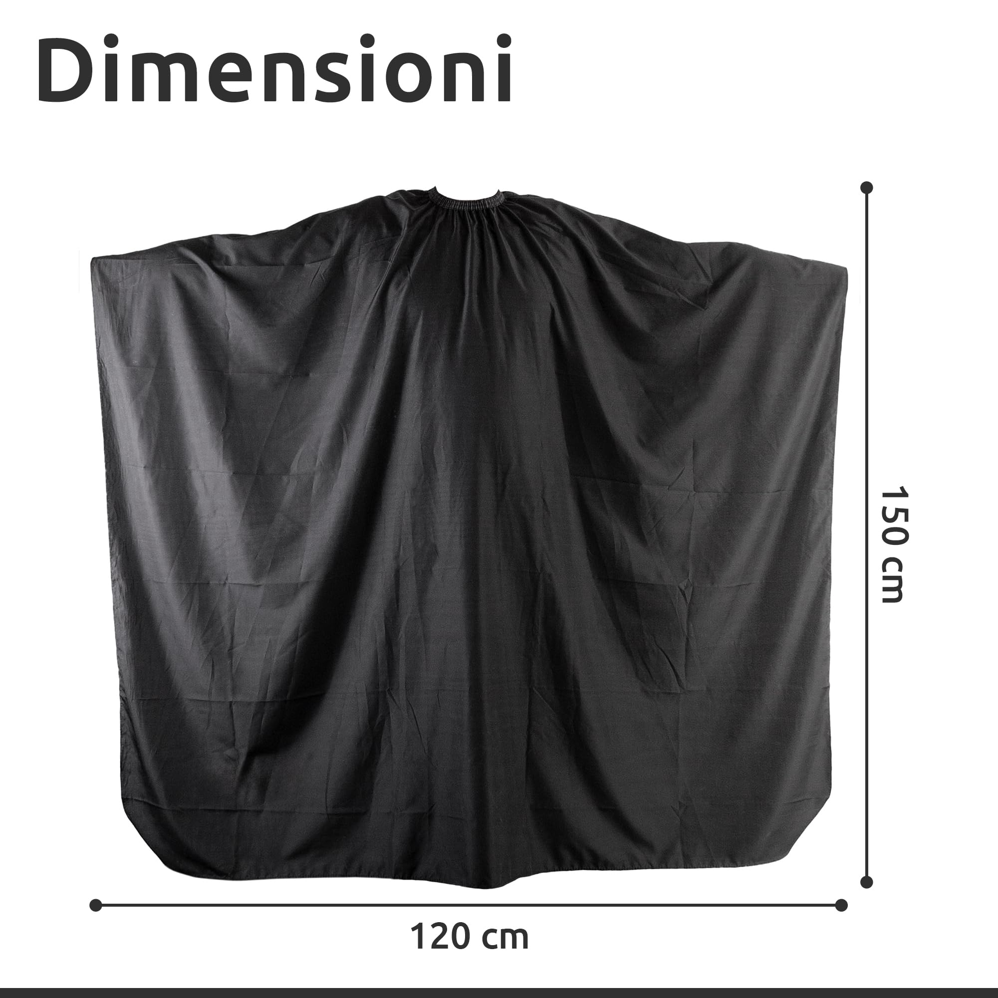 ECENCE Mantella Parrucchieri con chiusura a gancio Nero, 150x120cm, Mantella Barbiere Mantella Taglio Capelli professionale, idrorepellente