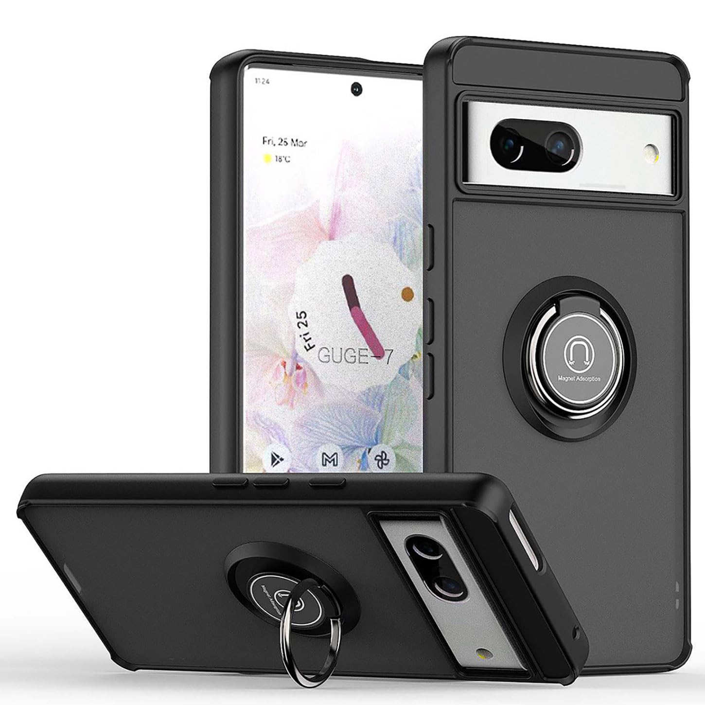 ILING Cover Per Google Pixel 8a Con Anello Supporto - Blu Reale Traslucida Opaca Antiurto - 2