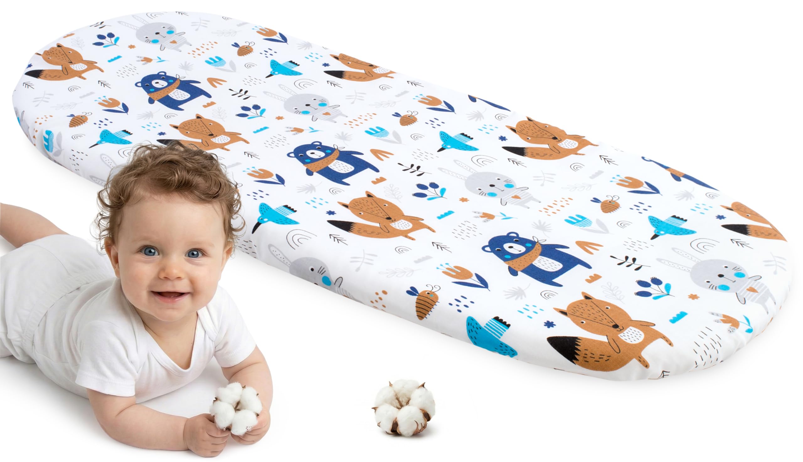 Medi Partners Fitted Sheet Pram 86 x 40 cm 100% Cotton Mattress Protector Baby โ image 1