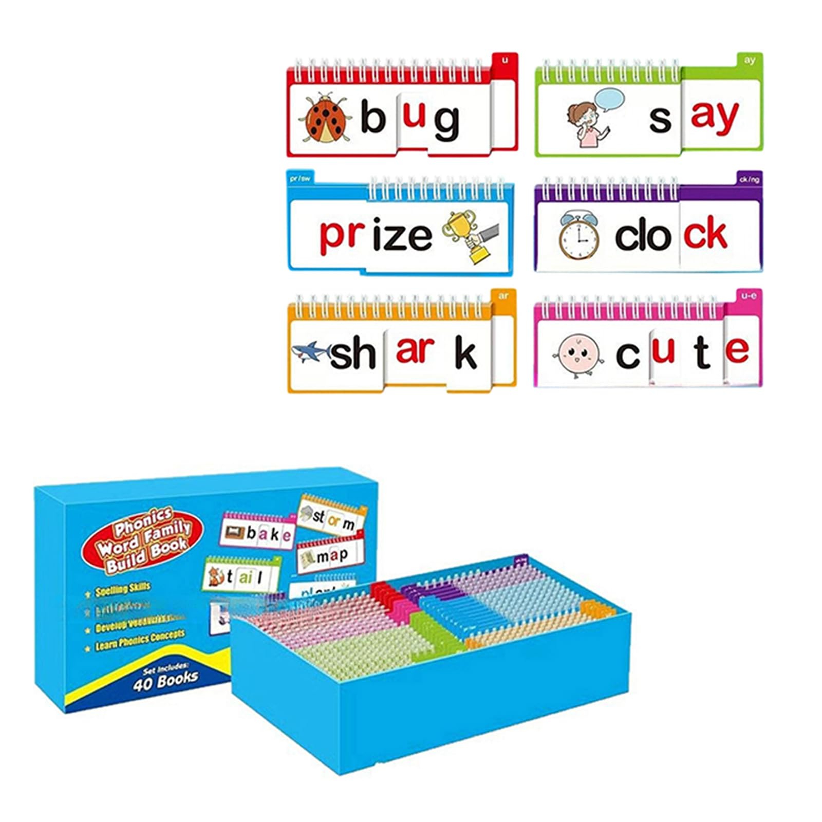 Creazione del vocabolario fonetico parole per bambini Pacchetto libri capovolti Strumento educativo Design cartaceo per l ' apprendimento interattivo Strumento apprendimento fonetico