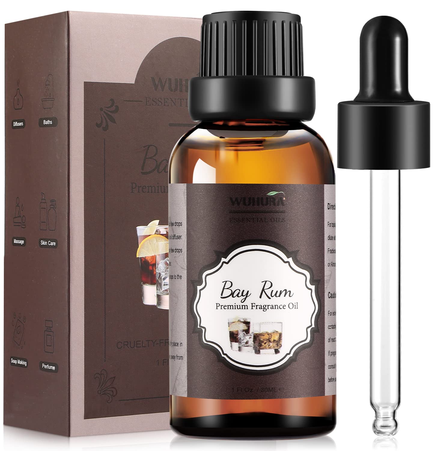 Bay Rum Fragrance Oil for Men 30ML - Premium Grade Scented Oil Bay Rum Essential Oil for Diffuser (1.01 Fl Oz)