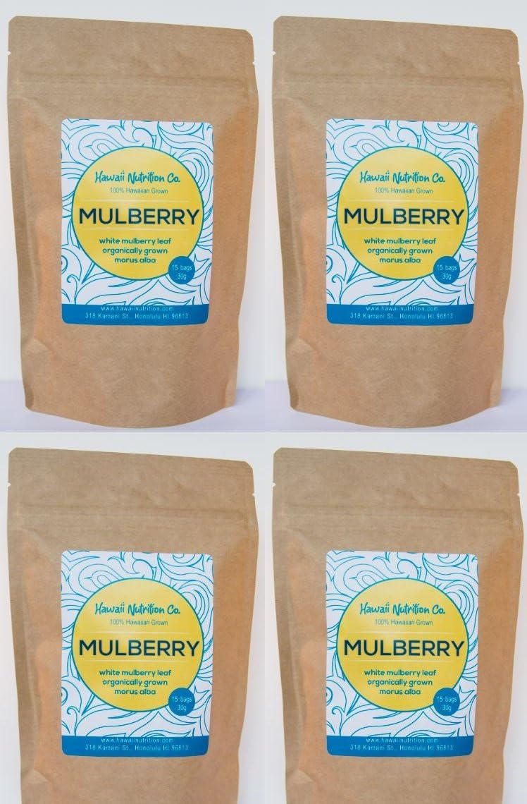 Value Size Hawaiian White Mulberry Tea in teabags Morus Alba 60 teabags 120 Grams (4 oz) Product of The USA