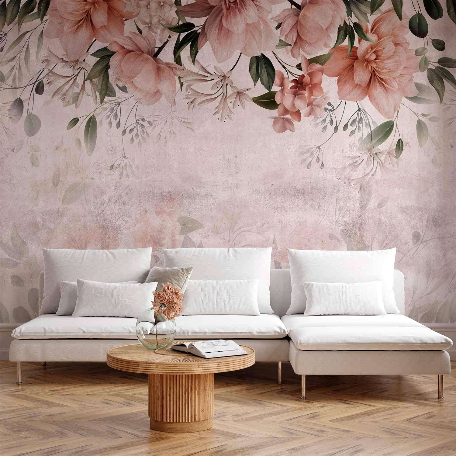 murando Carta da parati Floreale 450x315 cm Fotomurali in TNT Murale alla moda Decorazione da Muro XXL Poster Gigante Design Carta per Pareti Soggiorno Foglie Natura Effetto cemento b-C-10144-a-a