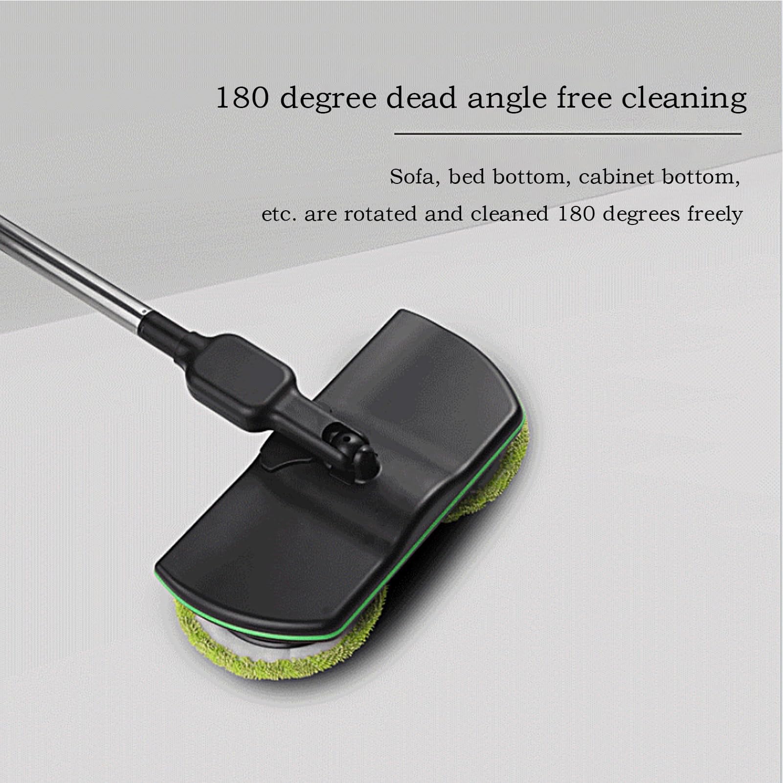 Fregona Electrica Sin Cable, Piso Portátil Mopa Giratoria, Recargables Trapeador de La Limpieza del Piso del Hogar con 2 Almohadillas de Microfibra y 2 Almohadillas para Pulir