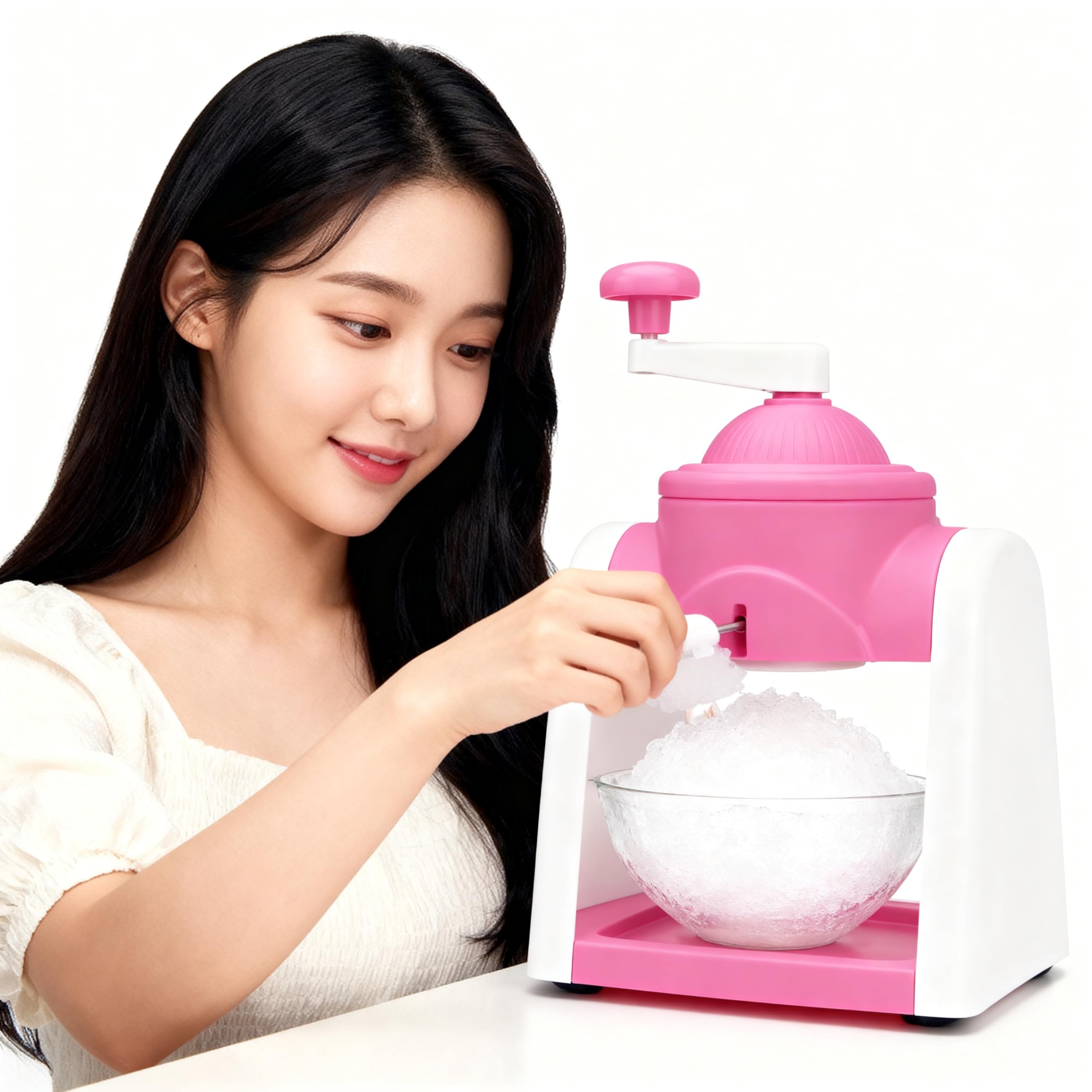Drumstone Ice Cream Maker Machine Manual Hand Crank Portable DIY Frozen Dessert Maker for Kids Home Kitchen Party Use with Cups & Accessories | Pink Gola Maker-image-32