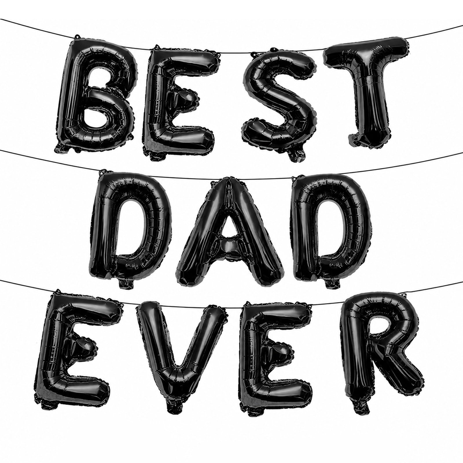 Photo 1 of 16 Inches Best Dad Ever Balloons Hanging Banner Decorations, Black Aluminum Foil Letter Balloons for Father’s Day, Birthday, Baby Shower, and Daddy-to-Be Party Supplies