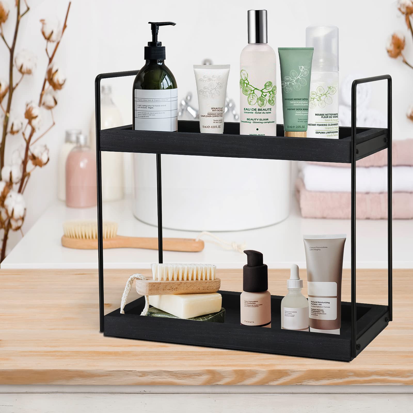 Buy Bathroom Countertop Organizer 2 Tier,Black Bathroom Vanity