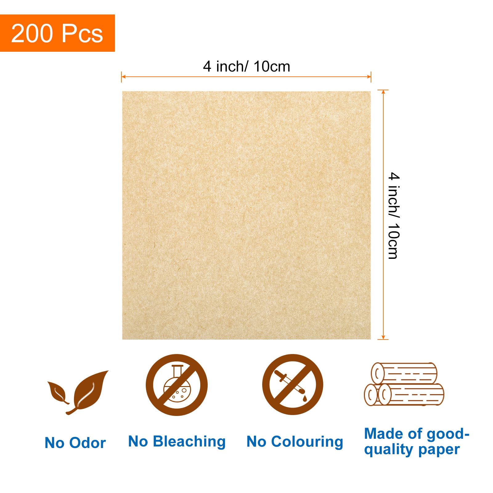uxcell 200Pcs Air Fryer Parchment Paper, 4 Inch Square Air Fryer Liner, Non-Stick Steamer Liners for Oven Microwave - Image 2