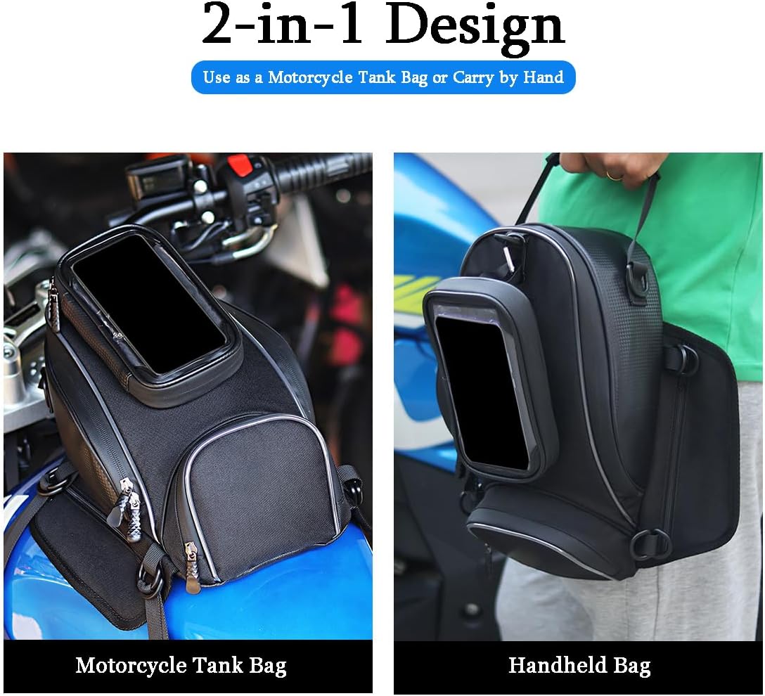Motorcycle Tank Bag for Honda SP125 2022-2023, Large Capacity Storage with Touchscreen Phone Pocket, Multi-Pocket Design for Riding