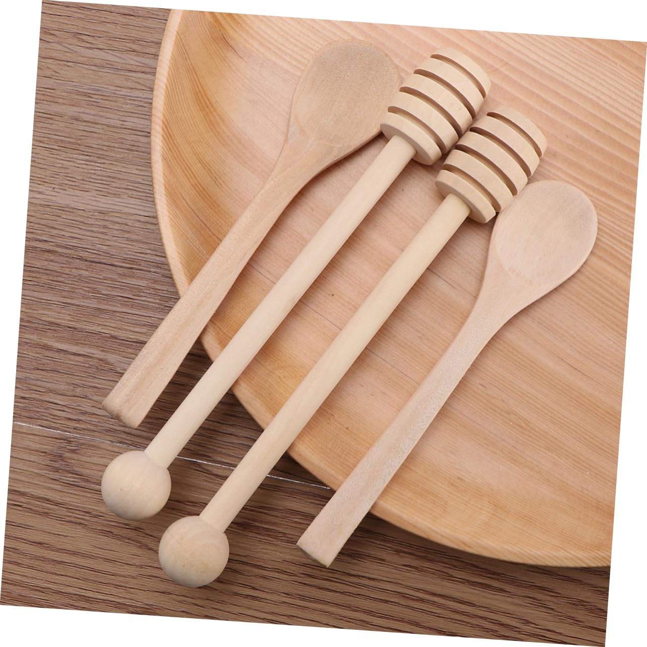 CONGARTENO Honey Stirring Spoon Set 4 Wooden Honey Stirring Sticks Honey Dippers for Wedding Party Homemade Honey