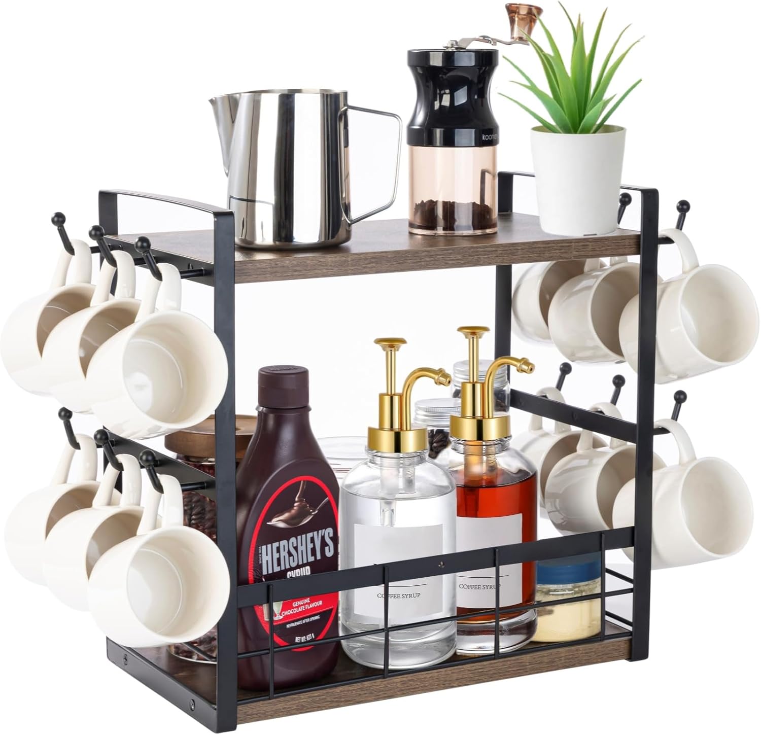 Amazon.com - baflovga 2 Tier Coffee Bar Organizer for Countertop ...