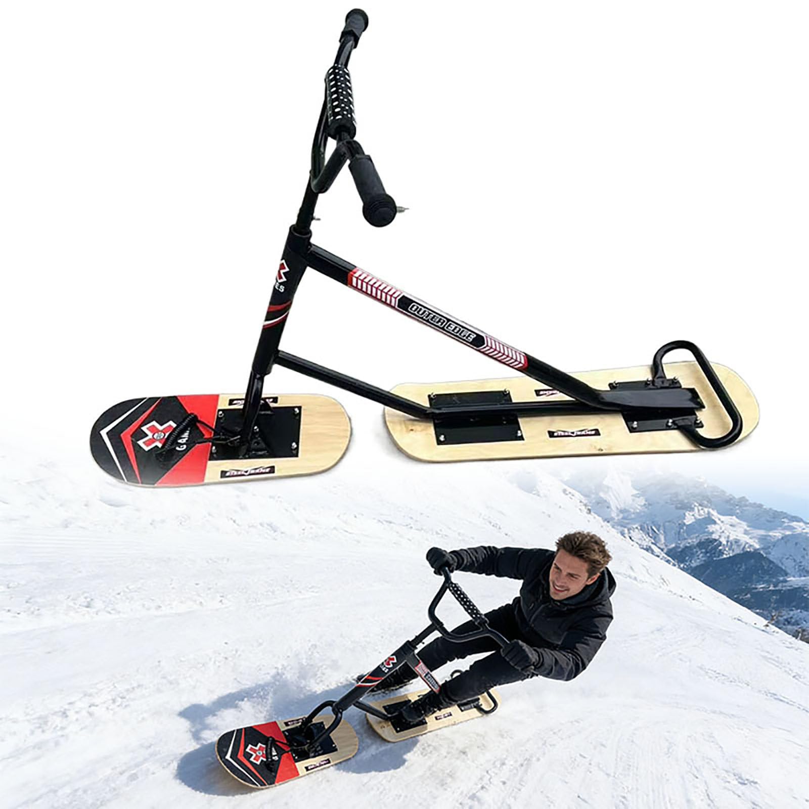 Rullo da Neve per Adulti e Ragazzi | Sci Girevole a 360° con Telaio in Alluminio Rinforzato | Slitta Adatta a Tutti i Terreni per sentieri di Montagna e Piste battute