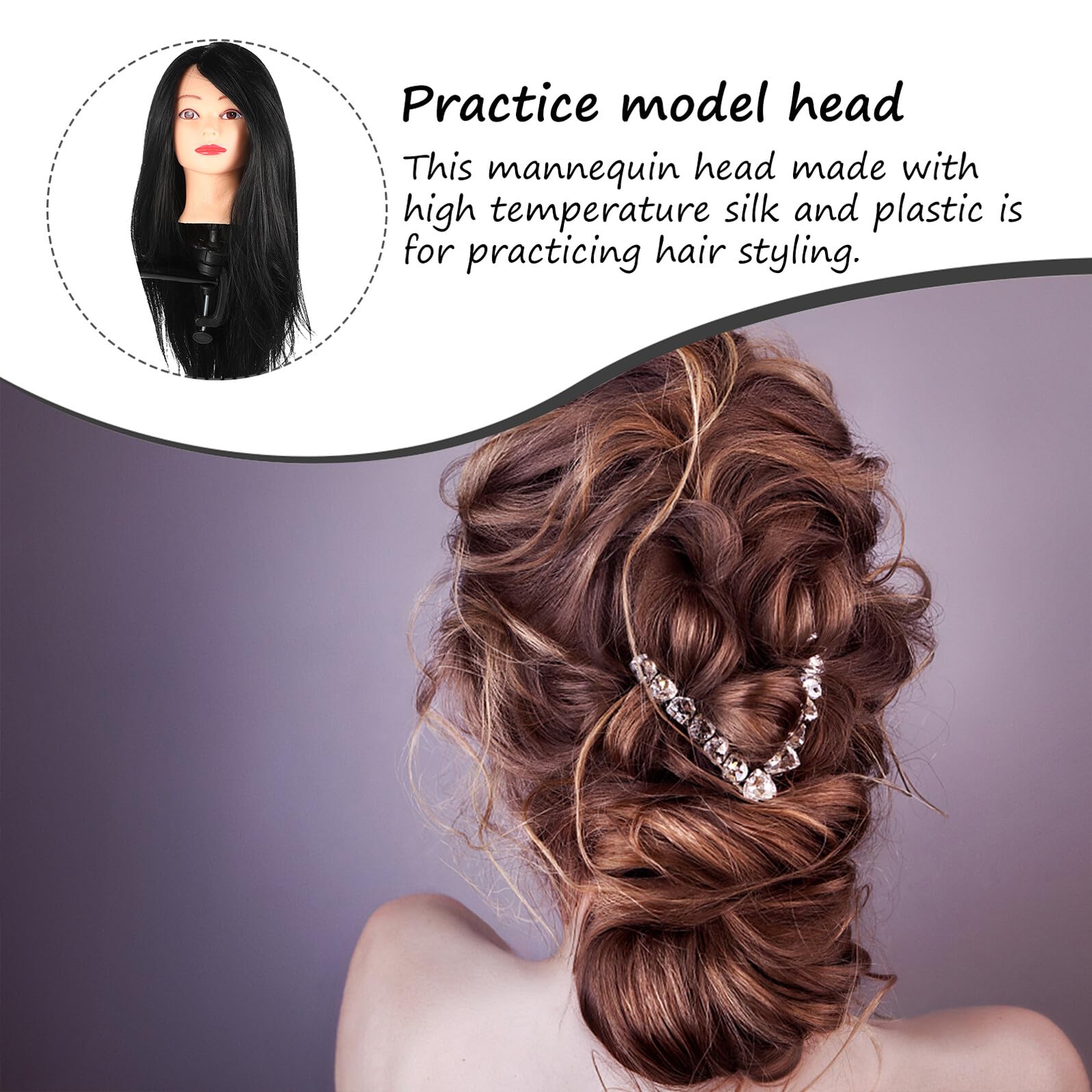 Ipetboom Tête de Mannequin pour Coiffure Matériel Entraînement pour Cheveux Support de Coiffure pour Tresses et Boucles