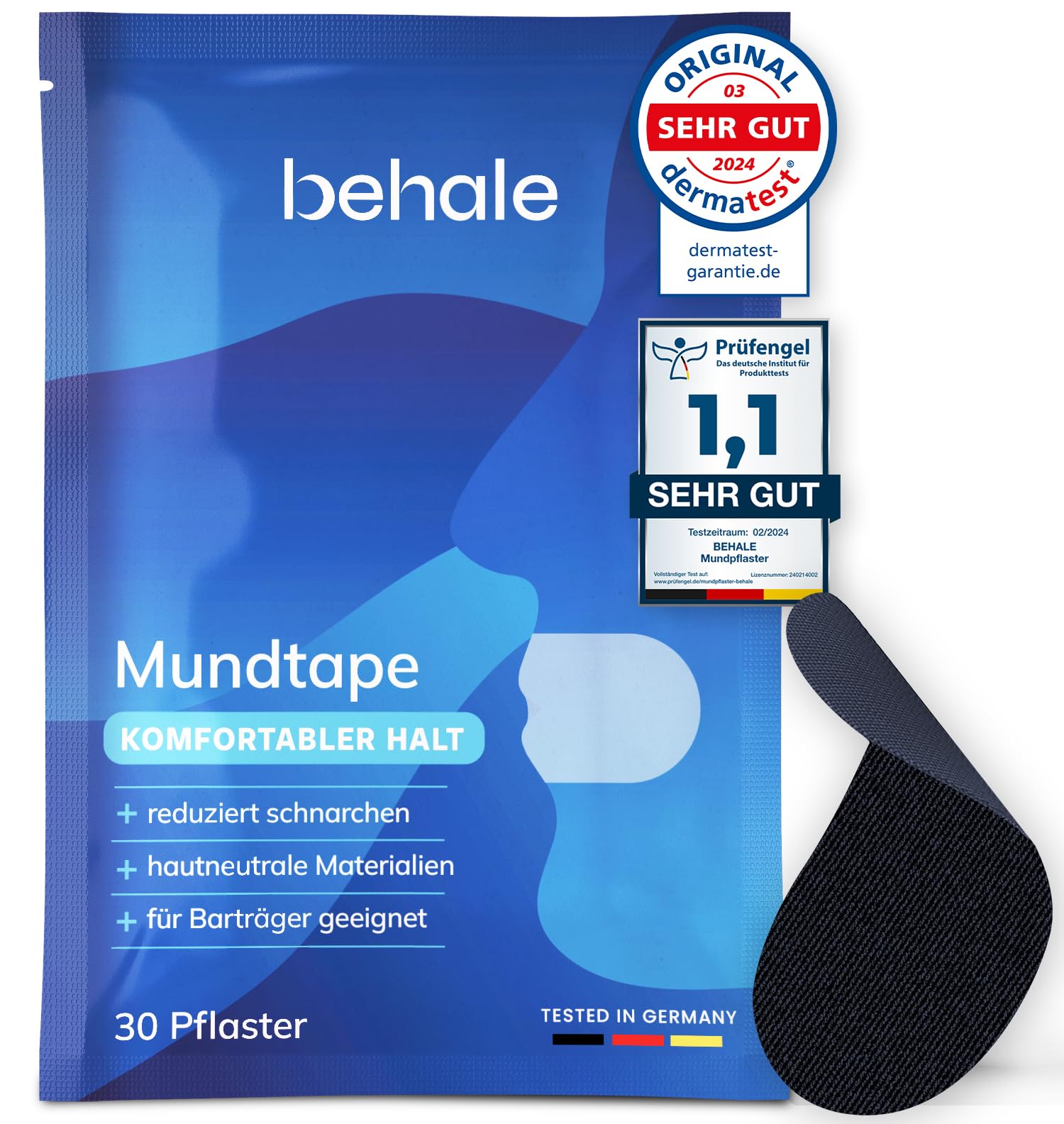 180x tiritas bucales contra los ronquidos - Cinta bucal para dormir I Soporte antirronquidos I Tapón antirronquidos con fuerza para los que llevan barba I Tiritas bucales para dormir (90)