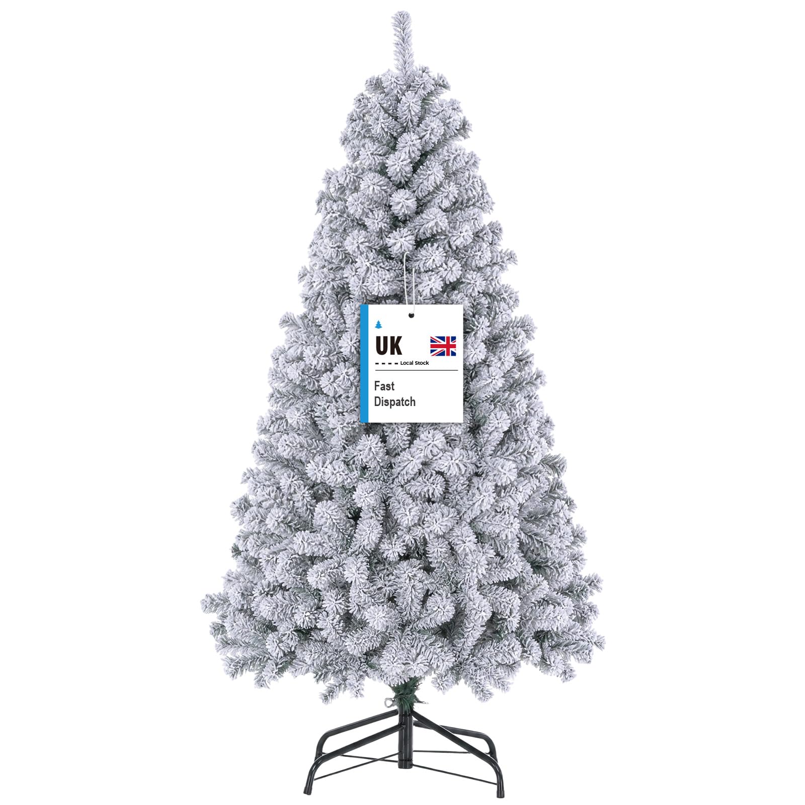 COMHOMA Christmas Tree 6ft, Artificial Christmas Tree with 800 Tips Xmas 180CM Foldable Metal Stand for Indoor Outdoor Holiday Decorations Green Snow