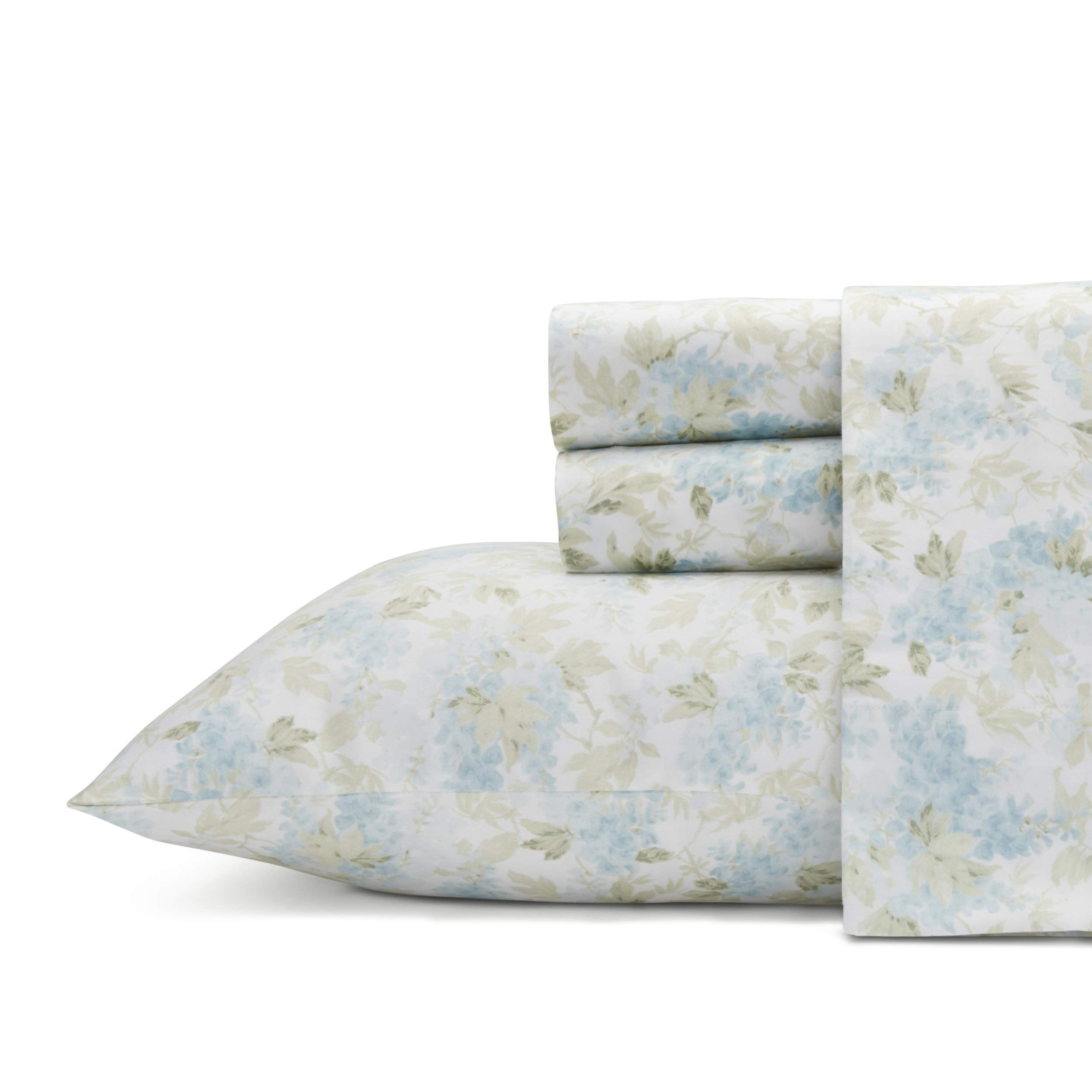 Laura Ashley Home - King Sheets, Soft Sateen Cotton Bedding Set - Sleek, Smooth, & Breathable Home Decor