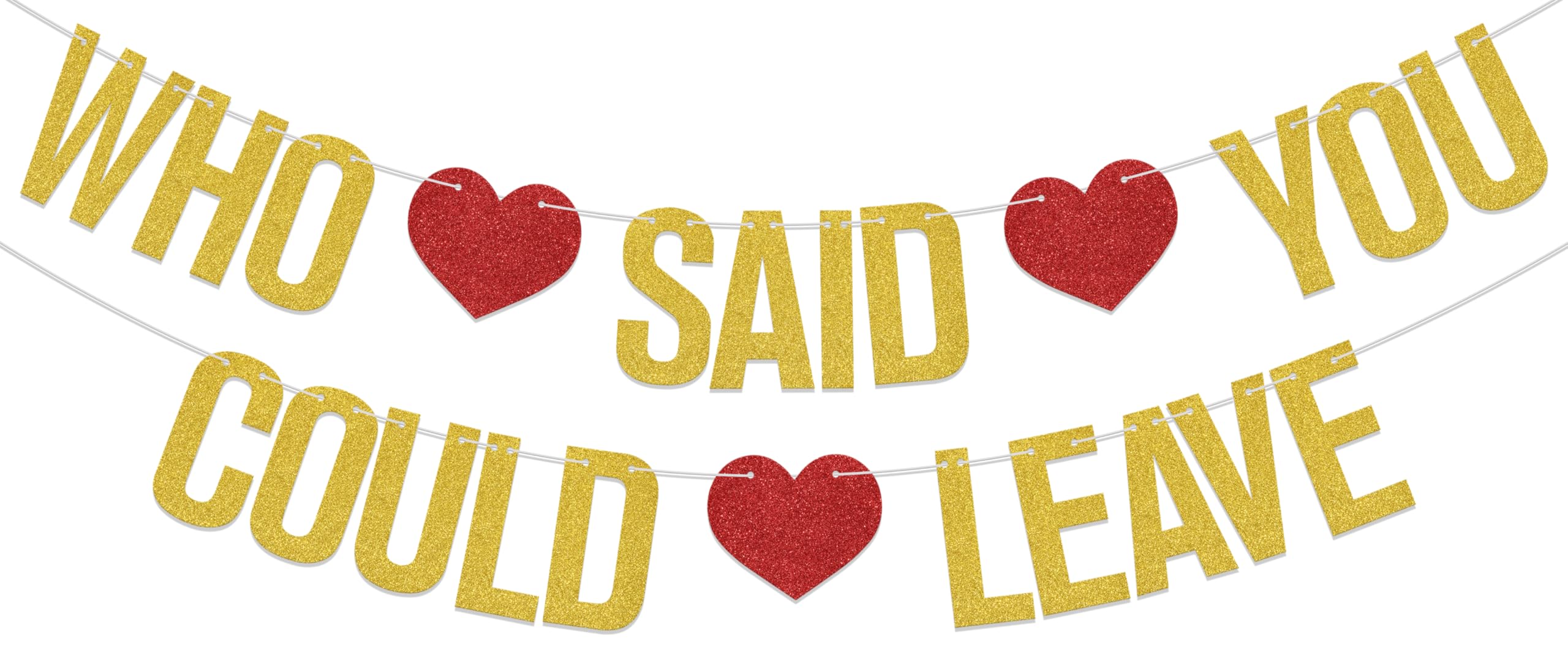Who Said You Could Leave Banner, Happy Retirement Banner, Going Away Party Decoration Sign, Rude That You're Leaving But OK Farewell Party Supplies Gold & Red