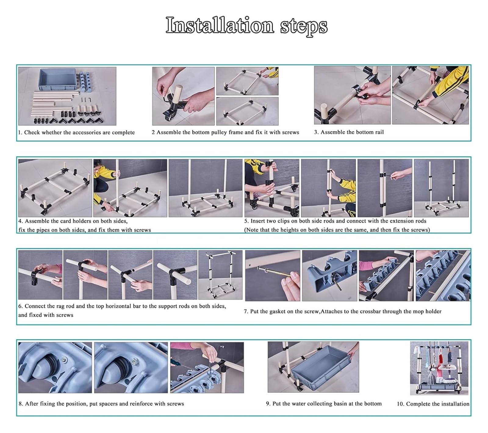 Soporte para escobas, fregonas, herramientas de limpieza, almacenamiento para jardín, garaje, escuelas, fábricas, hoteles, empresas inmobiliarias, un color, 98,5 x 41 x 135 cm