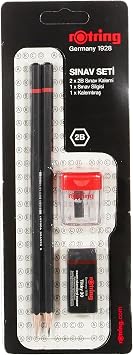 Rotring RO-2090068WK Exam Set - Exam Pen, Eraser, Sharpener, Black