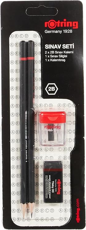 Rotring RO-2090068WK Exam Set - Exam Pen, Eraser, Sharpener, Black
