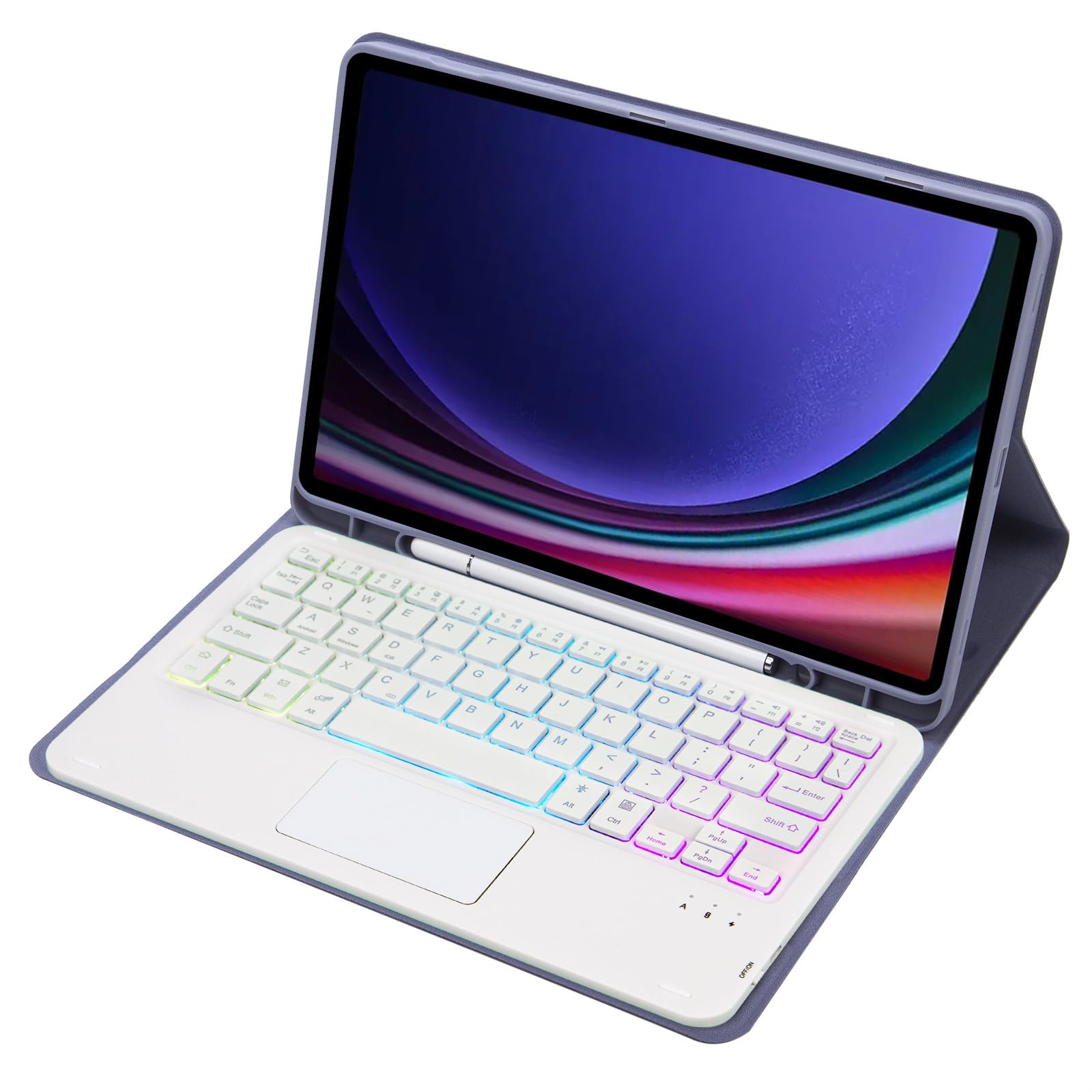 Etui z klawiaturą do Samsung Galaxy Tab S10 FE Plus 13,1 cala 2025, Odłączana Podświetlenie Klawiatura Bezprzewodowa z Uchwytem Na Ołówek, Cienka Obudowa Folio z Myszą Bluetooth,Purple