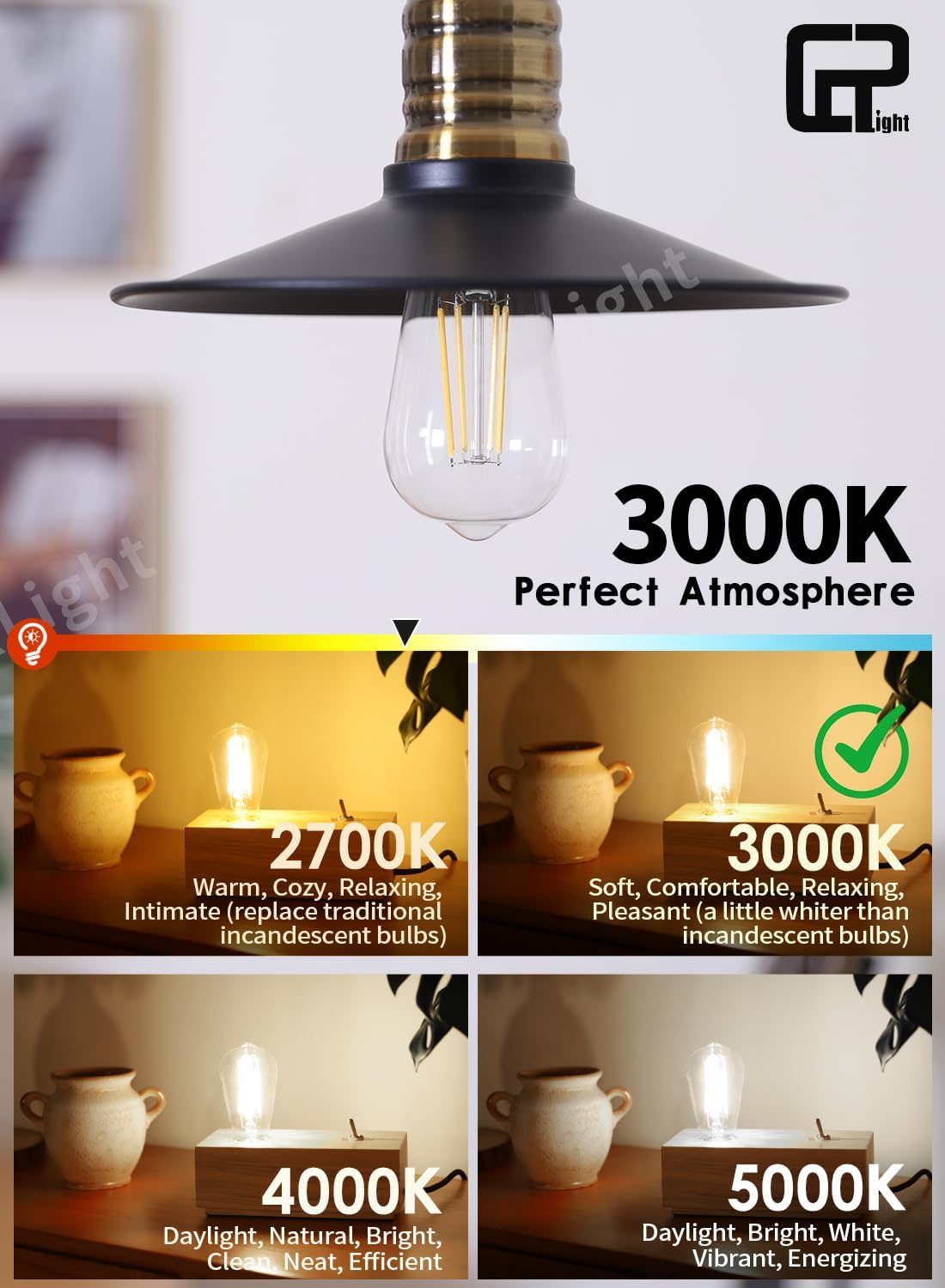 CRLight Dimmable Edison Bulbs, 6W 65W 650LM 3000K Soft White, ST58 = ST19 Vintage LED Light Bulb, 90+ CRI, E26 Medium Base, Clear Glass Style for Living Room, Bedroom, Home Decor, 10 Pack