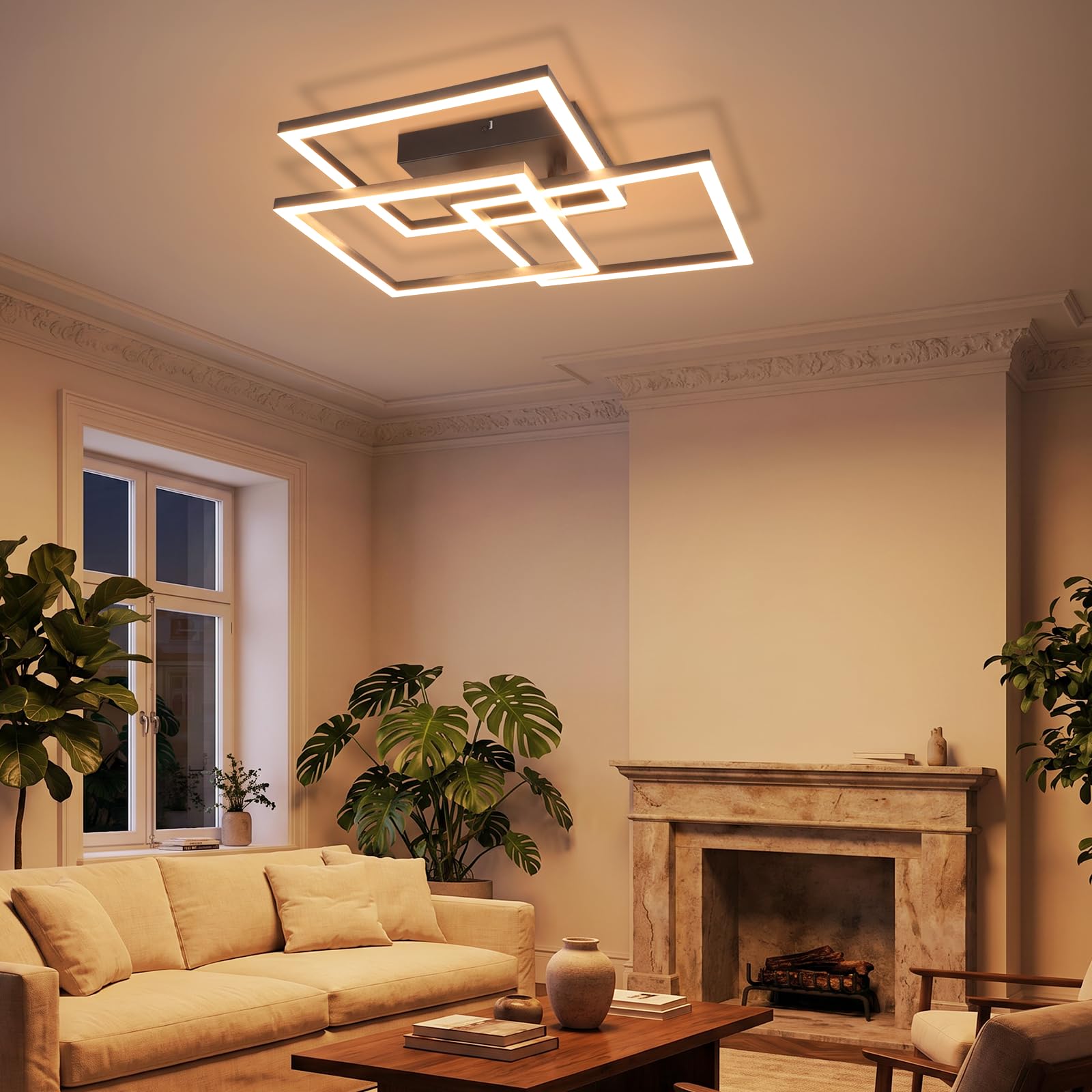 Homefire LED Deckenlampe, 31W Deckenleuchte Wohnzimmer mit Fernbedienung