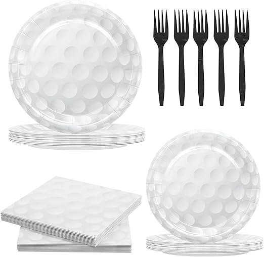 120 Pcs Golf Party Supplies Bundle Paper Plates Napkins Forks Golf Party Birthday Decorations For Kids Serves 30