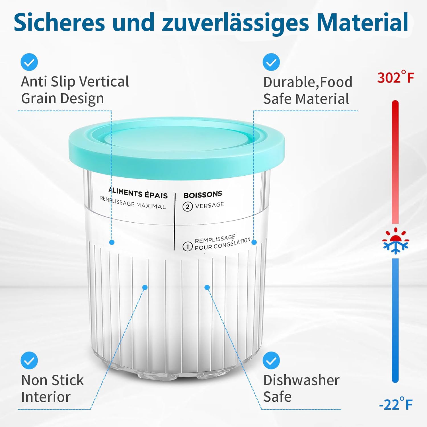 Ninja Creami Deluxe Lot De 4 Récipients à Glace Ninja 800 Ml Pour Série