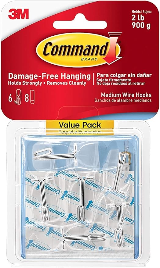 Command Medium Clear Wire Toggle Hooks 24 Hooks