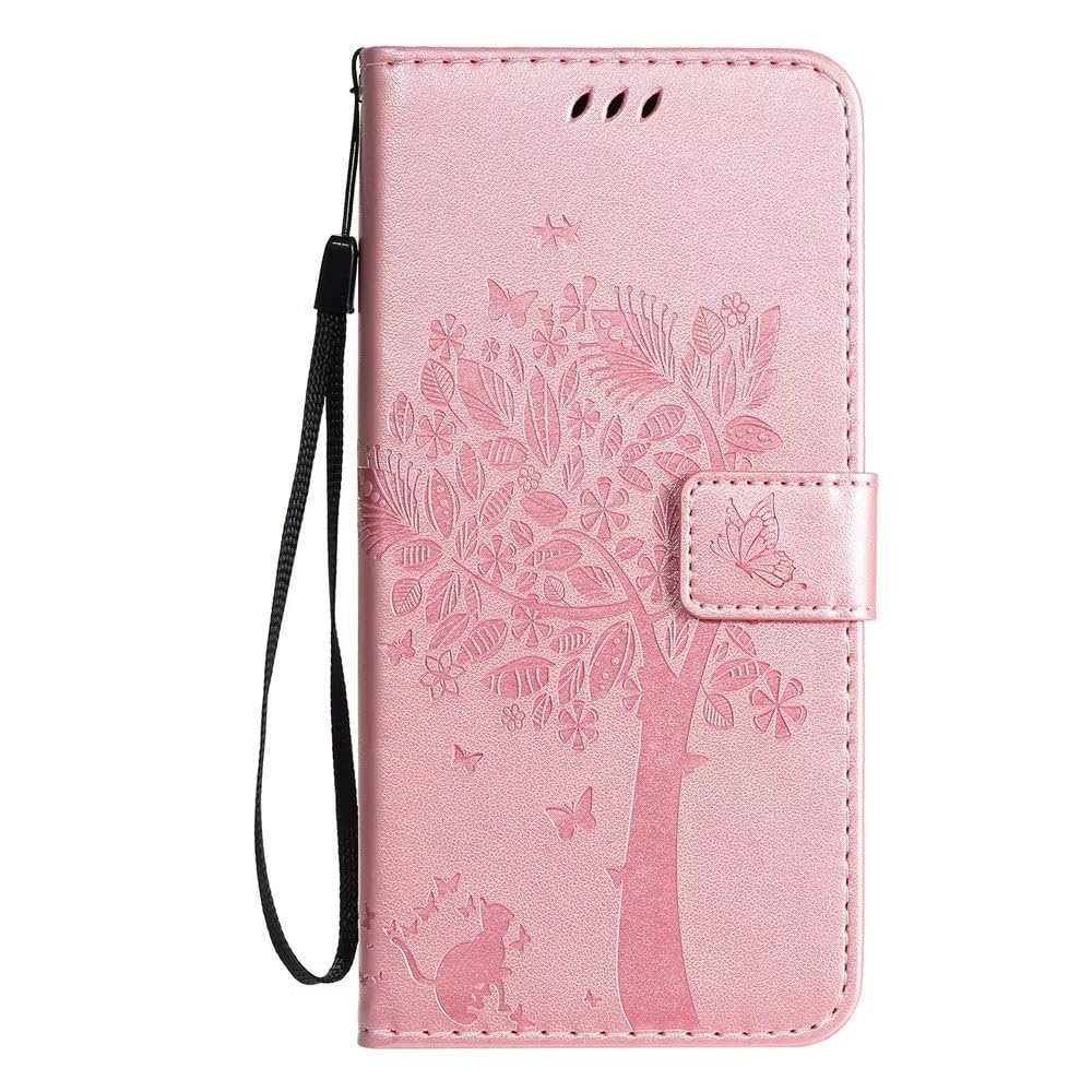 PEIYE Rilievo Cover per Xiaomi Redmi Note 13 Pro Plus 5G (Pro+), Custodia Libro Flip in PU Pelle Portafoglio, Case Antiurto Soft con Porta Carte e Chiusura Magnetica, Funzione Stand -Oro rosa