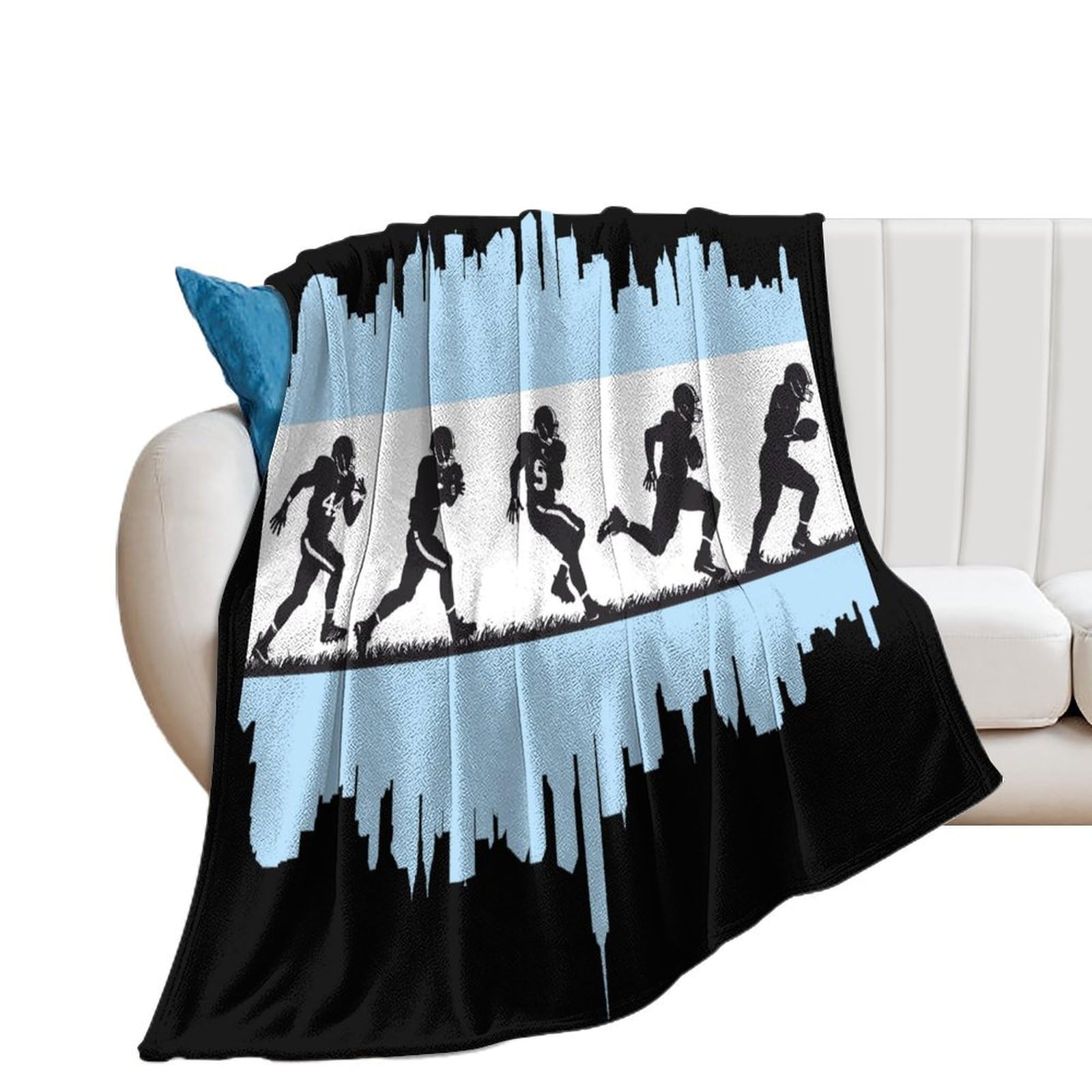Football Players and Chicagocity Flag Soft Flannel Blanket Throw Fashion Plush Blankets Lightweight Throws for Couch Bed 50