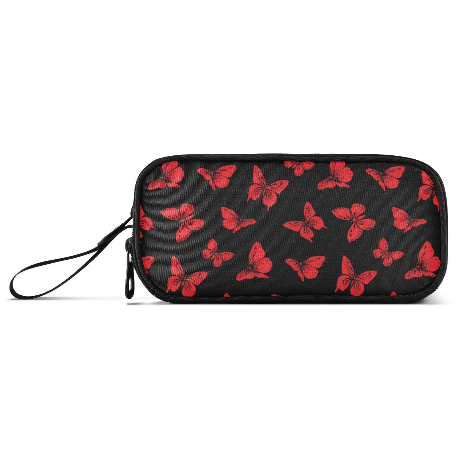 ALAZA Large Pencil Case, Big Capacity Pencil Bag Pen Pouch Holder 3 Compartments, Butterfly School Office Supplies Stationery Makeup Bag Storage Organizer for Students Girls Boys Women