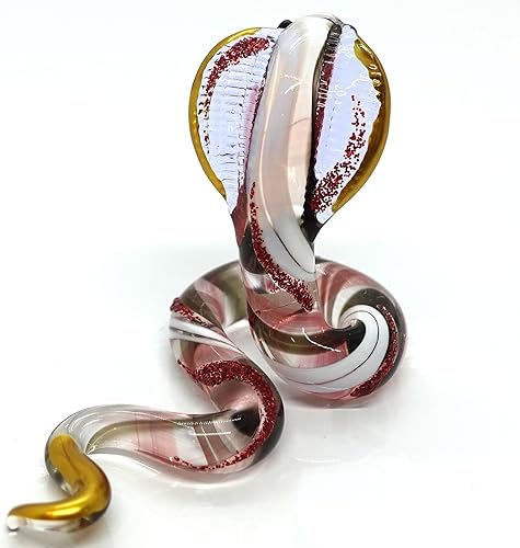 Miniatura 3 de Estatuillas miniatura de serpientecobra animales soplados a mano, arte de vidrio coleccionable, regalo coleccionable para decorar el hogar (rojo