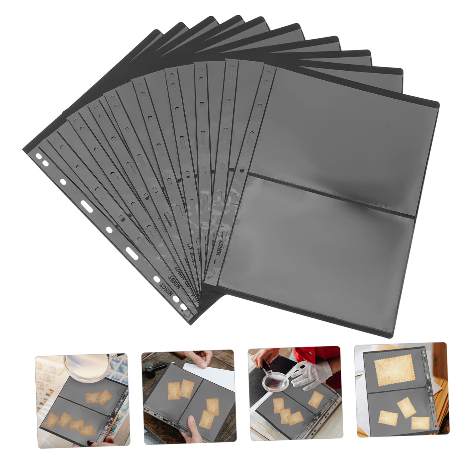 Pagine per Raccolta Francobolli 10 Pezzi in Pvc Trasparente Leggero Doppia Faccia per Collezionisti di Francobolli e Album Raccoglitori