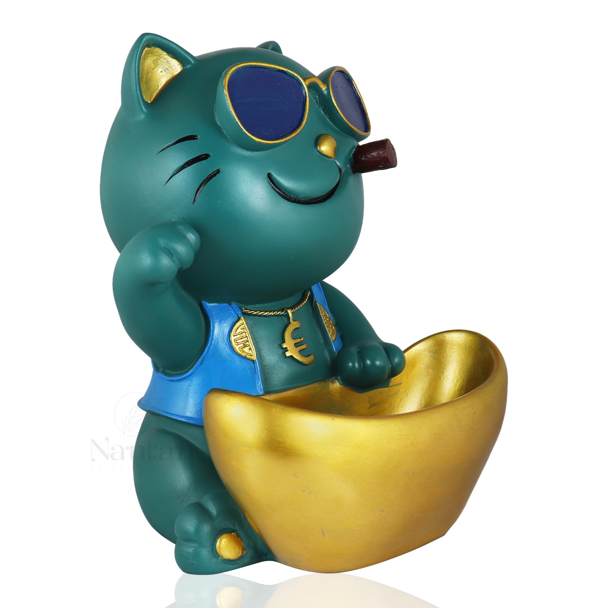 nantan Modern Cat Showpiece Cum Storage Box Resin Key Holder Desk Organizer Home Decor|Diwali Gifts for Family and Friends 1