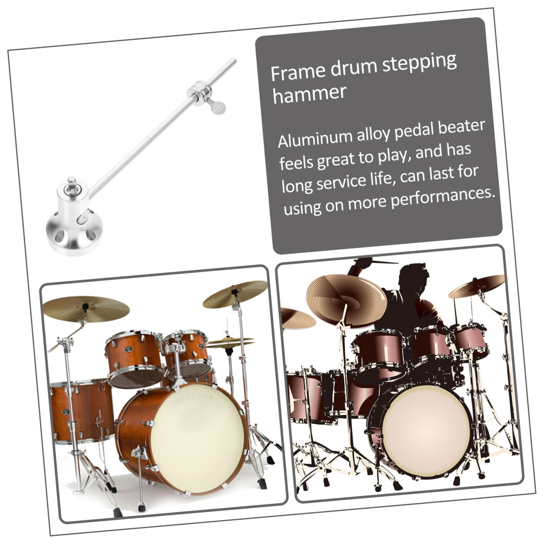 Yardwe Adjustable Drum Foot Pedal Beater Versatile Bass Drum Hammer for Single and Double Pedal Use Percussion Accessory for Musicians and Performances