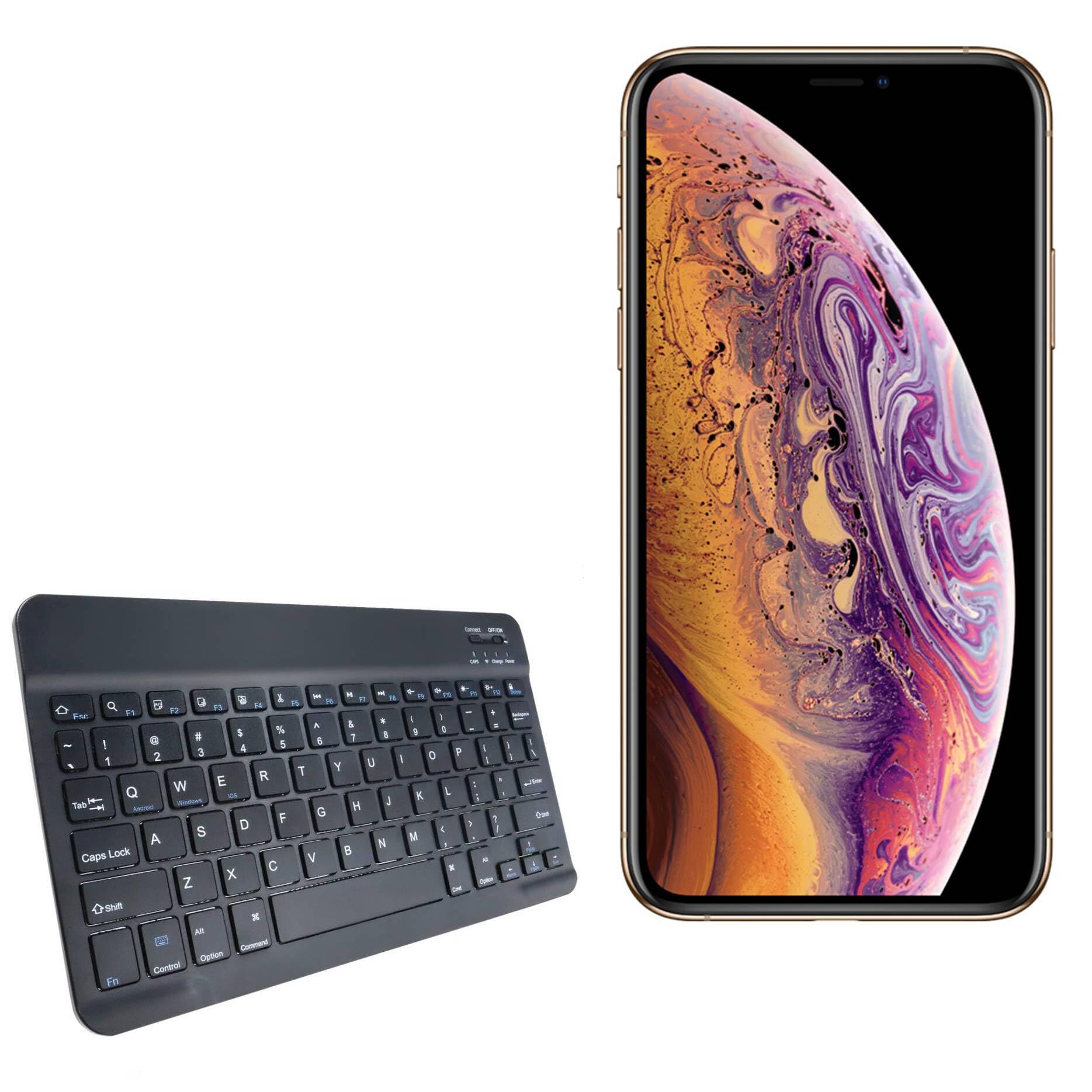 BoxWave Keyboard Compatible with Apple iPhone Xs - SlimKeys Bluetooth Keyboard, Portable Thin with Chiclet-Style Keys - Jet Black