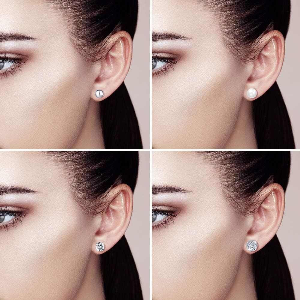 Yumilok Ball Earrings 925 Sterling Silver Stud Earrings Simulated Pearl Earrings for Women