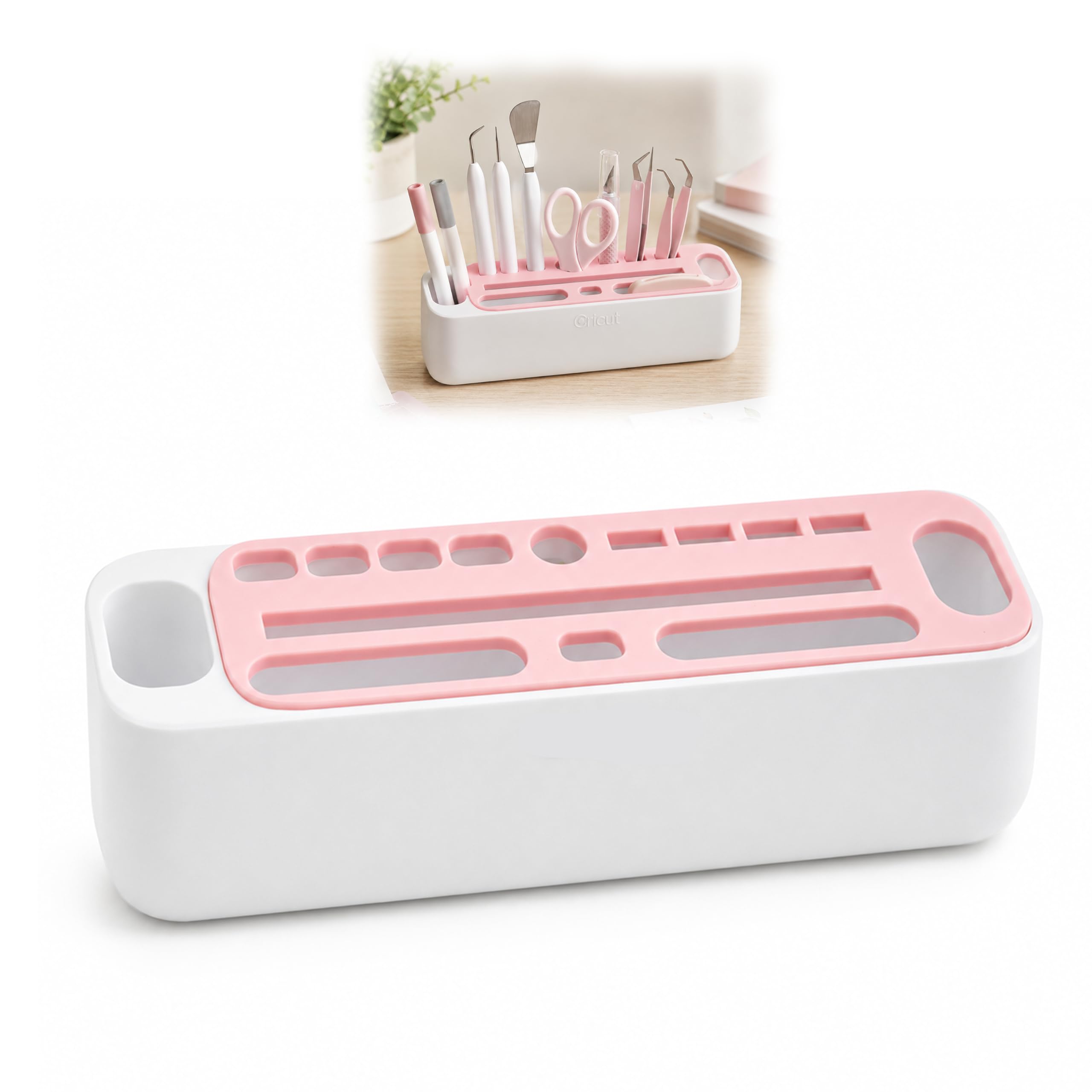 Tool Storage Organizer Compatible with Cricut Maker Accessories, White Pink Craft Tool Ho…