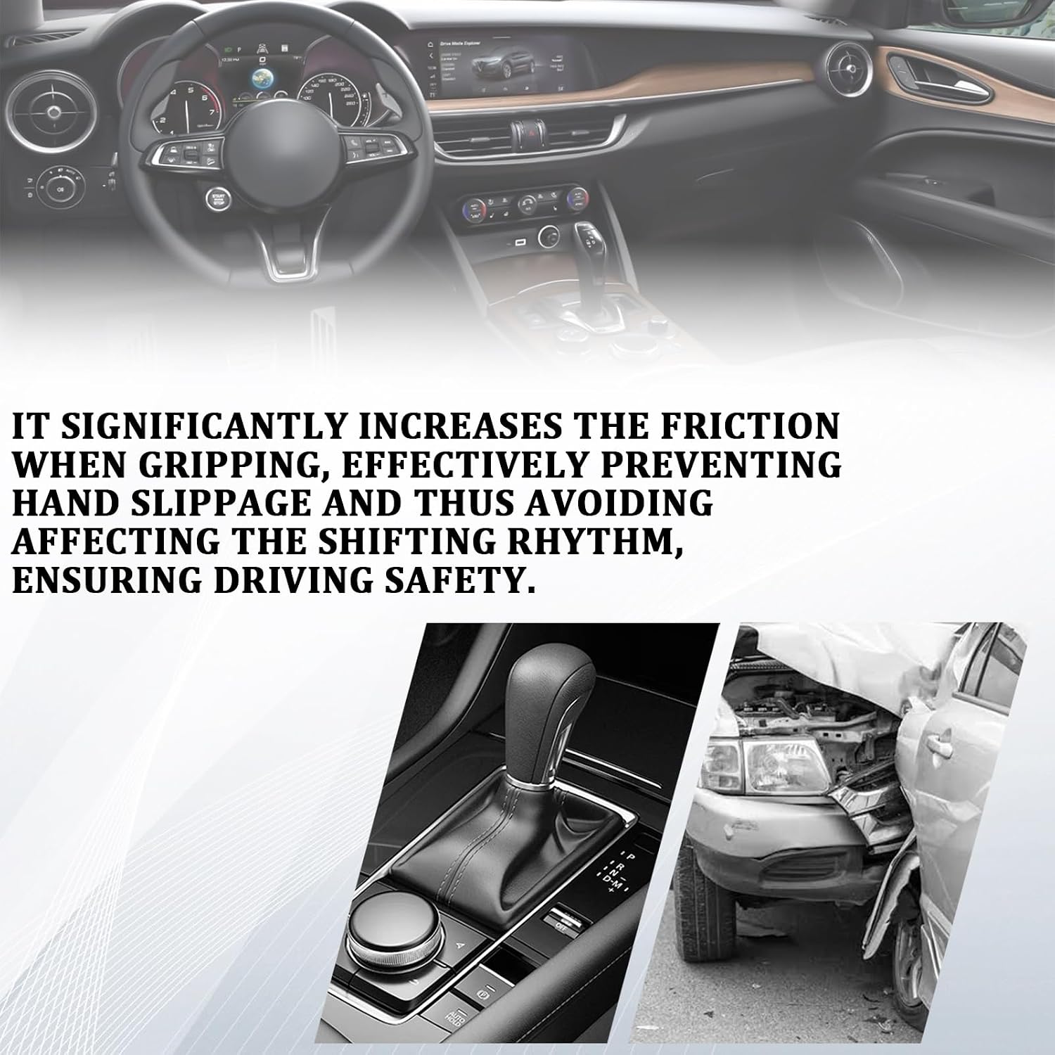 Car Gear Shift Knob Cover, Soft Leather Anti-Slip Gear Shifter Stick Protector, Automotive Interior Decorative Shift Lever Cover, Universal Gear Stick Protector for Car SUV Truck RV (Purple) image 3